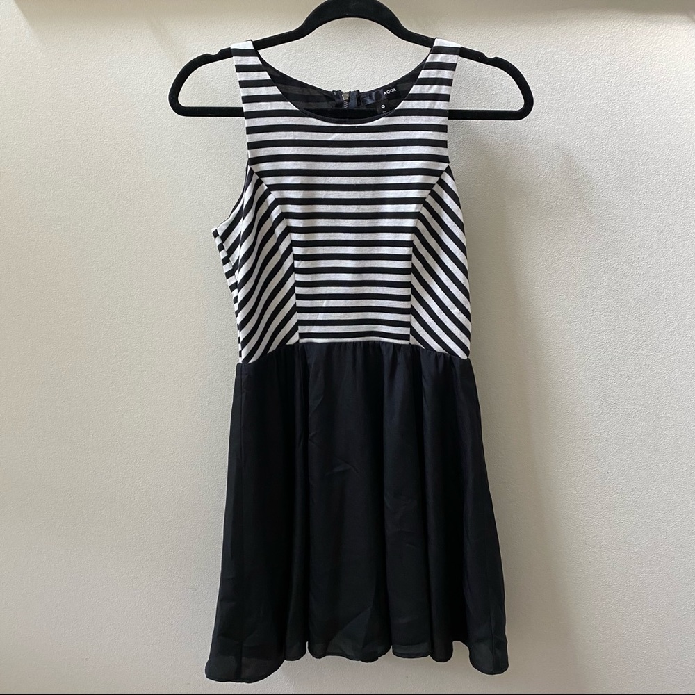 Aqua Black and White Dress